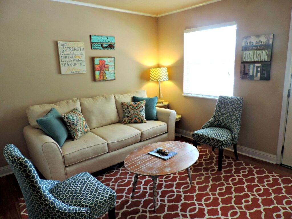 Bright living room with elegant furniture